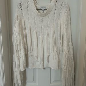 Fringe white sweater